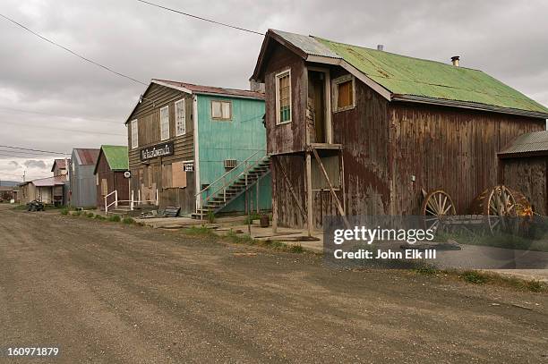 teller town street scene - houses of alaska stock pictures, royalty-free photos & images