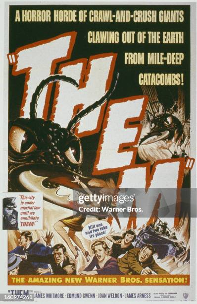 Poster for the Warner Bros. Film 'Them!', featuring giant mutant killer ants, 1954.