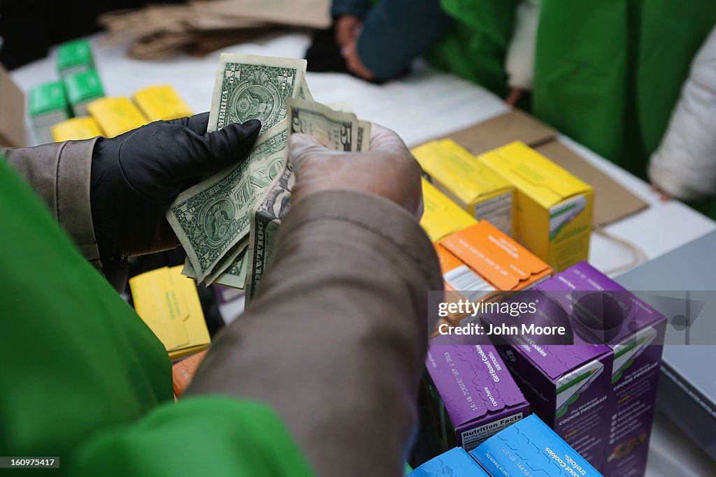 Girl Scouts Sell Cookies From Street Trucks In New York City