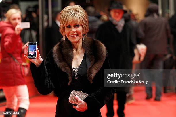 Jane Fonda arrives at the 'Promised Land' Premiere - BMW at the 63rd Berlinale International Film Festival at the Berlinale Palast on February 8,...