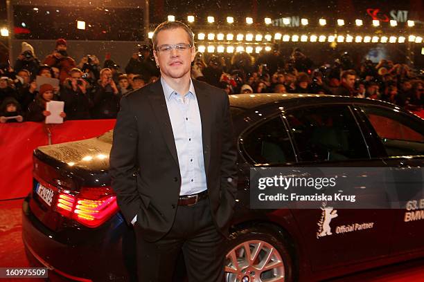 Matt Damon arrives at the 'Promised Land' Premiere - BMW at the 63rd Berlinale International Film Festival at the Berlinale Palast on February 8,...