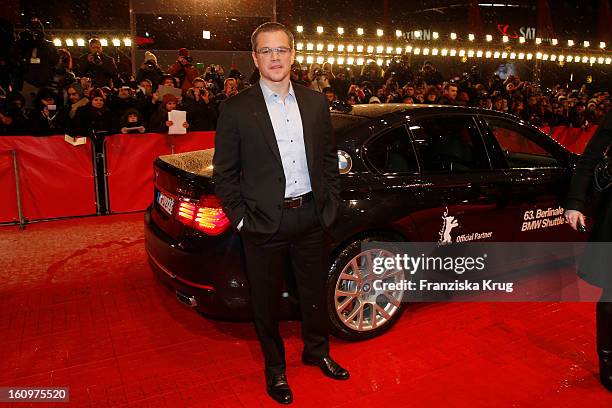 Matt Damon arrives at the 'Promised Land' Premiere - BMW at the 63rd Berlinale International Film Festival at the Berlinale Palast on February 8,...
