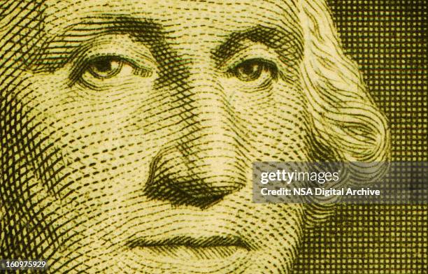 close-up em washington retrato em uma conta de dólar americano - nota de cinco dólares americanos - fotografias e filmes do acervo