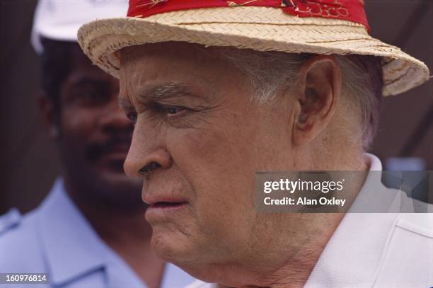 Actor Bob Hope on Cable Beach , The Bahamas while filming an Easter TV program in March, 1989.