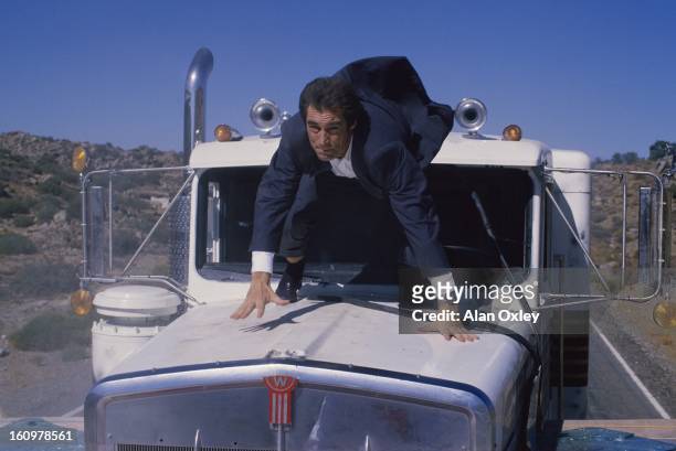 Timothy Dalton as James Bond does his own stunt work in the 007 action movie "Licence to Kill" filmed in northwestern Mexico in 1988. This was...