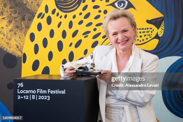 Renee Soutendijk poses at the 76th Locarno Film Festival on August 12, 2023 in Locarno, Switzerland.