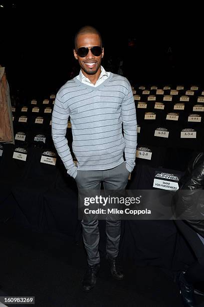 Actor Eric West attends the Project Runway Fall 2013 fashion show during Mercedes-Benz Fashion Week at The Theatre at Lincoln Center on February 8,...