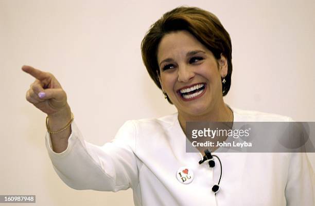 Mary Lou Retton smiles during a speech to a group at the University of Denver before a gymnastics meet among DU, Air Force and Arizona State. Retton...