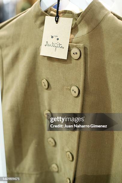 Detail of Clothing of the Lentejita stand at "Semana Internacional de la Moda de Madrid" at Ifema on February 8, 2013 in Madrid, Spain. Fashion,...