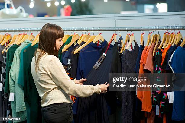 Woman attends "Semana Internacional de la Moda de Madrid" at Ifema on February 8, 2013 in Madrid, Spain. Fashion, Business, and Industry gather...