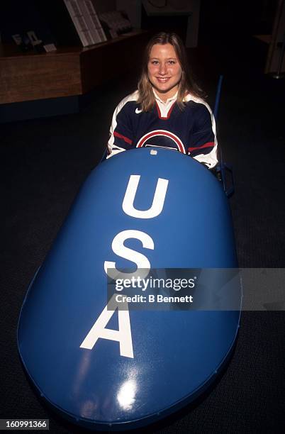 Angela Ruggiero of Team USA poses for a portrait while sitting in a bobsled in August, 1997.