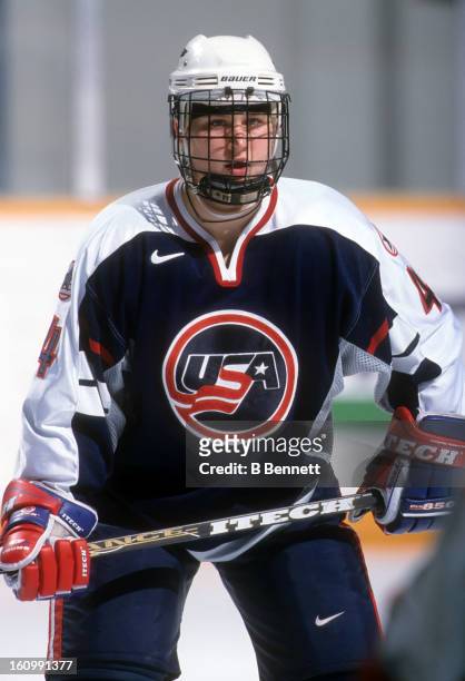 Angela Ruggiero of Team USA skates on the ice during an exhibition game in November, 1997.