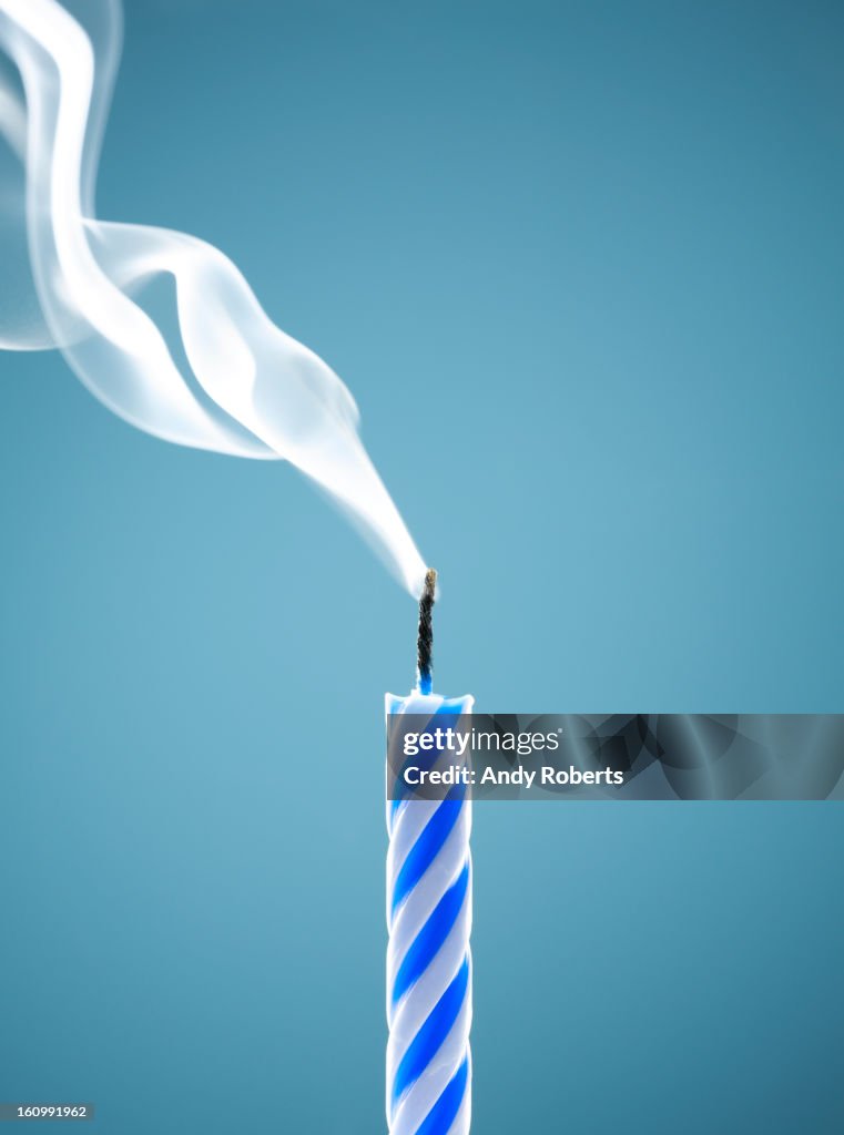 Close up of extinguished birthday candle