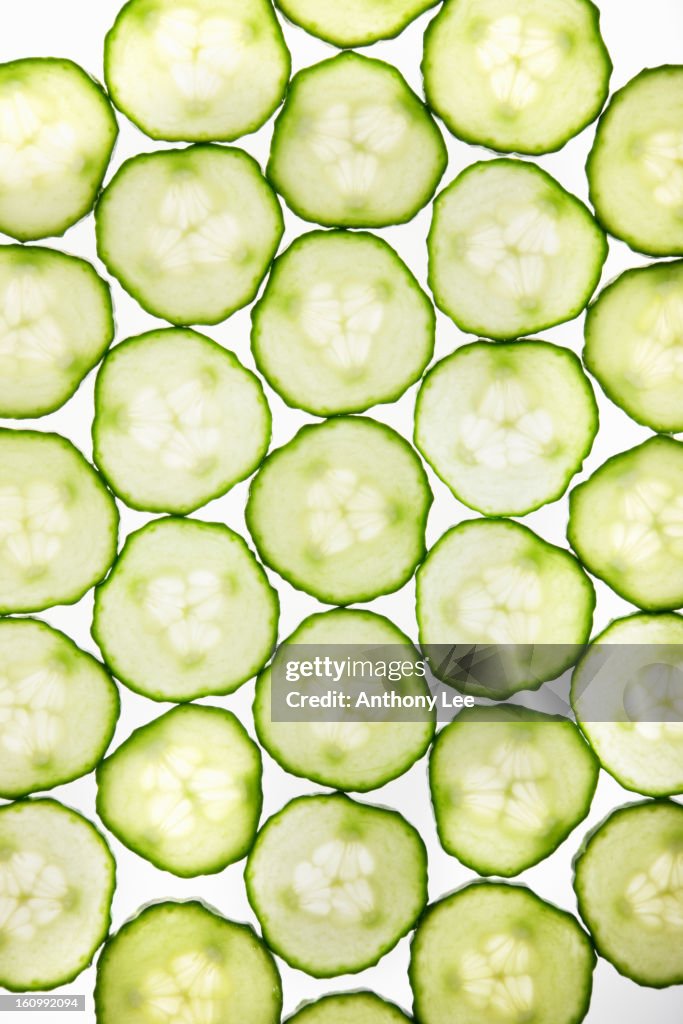 Full frame of cucumber slices