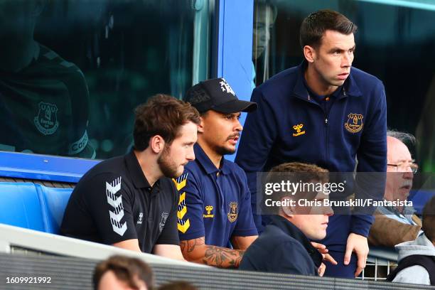 Dele Alli of Everton looks on during the Premier League match between Everton FC and Fulham FC at Goodison Park on August 12, 2023 in Liverpool,...