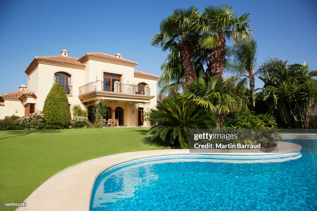 Swimming pool and Spanish villa