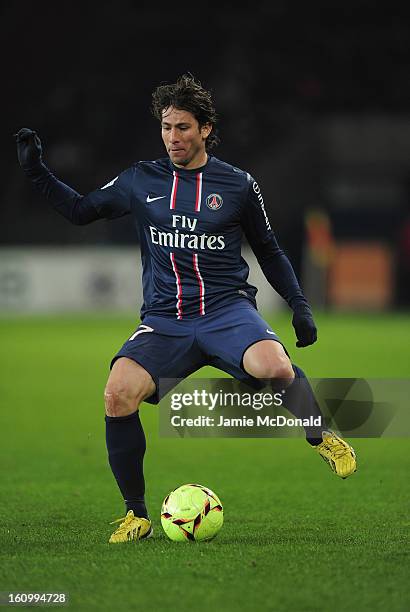 Maxwell Andrade of Paris Saint-Germain in action during the Ligue 1 match between Paris Saint-Germain FC and SC Bastia at Parc des Princes on...