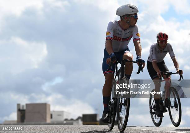 Jack Rootkin-Gray of The United Kingdom competes during the Men Under 23 Road Race a 168.4km race from Loch Lomond to Glasgow at the 96th UCI Cycling...