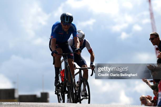 Lorenzo Milesi of Italy competes during the Men Under 23 Road Race a 168.4km race from Loch Lomond to Glasgow at the 96th UCI Cycling World...