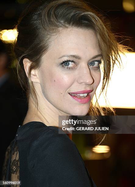 German actress Heike Makatsch poses as she arrives for the opening film of the Berlinale film festival , 'Yi dai zong shi' in Berlin, on February 7,...