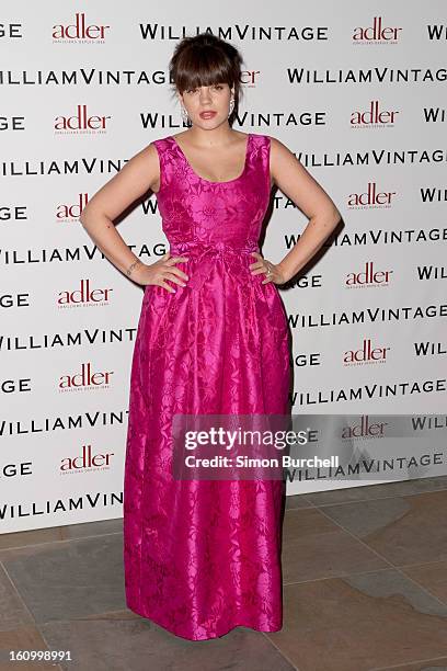 Lily Cooper attends the WilliamVintage Dinner Sponsored By Adler at St Pancras Renaissance Hotel on February 8, 2013 in London, England.