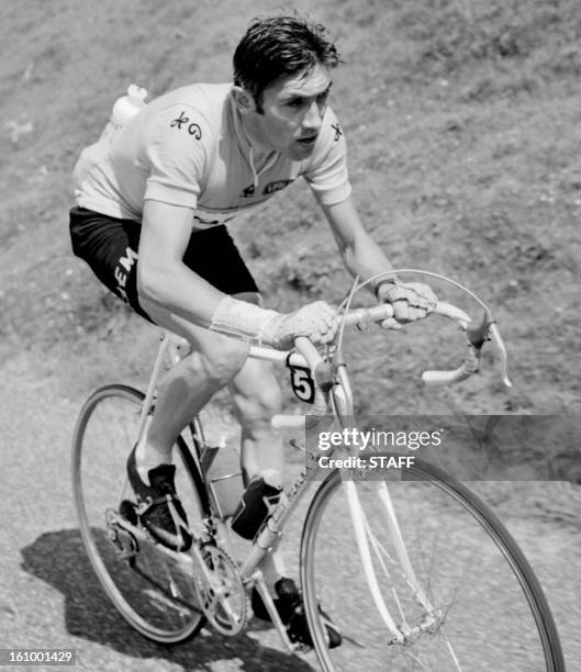 Belgian Eddy Merckx rides uphill in the Col de l'Aubisque during the 17th stage of the Tour de France between Luchon and Mourenx on July 15, 1969....