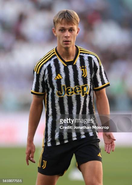 Hans Nicloussi Caviglia of Juventus during the training match at Allianz Stadium on August 09, 2023 in Turin, Italy.