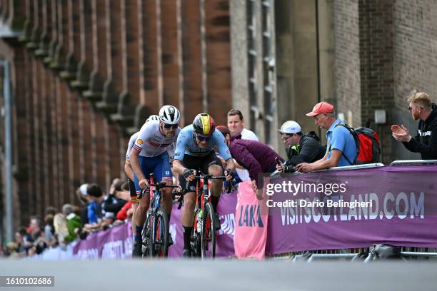 Max Walker of The United Kingdom and Alec Segaert of Belgium compete in the chase group during the Men Under 23 Road Race a 168.4km race from Loch...