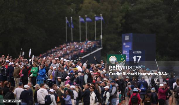 Angel Yin of the United States tees off on the 17th hole on Day Three of the AIG Women's Open at Walton Heath Golf Club on August 12, 2023 in...