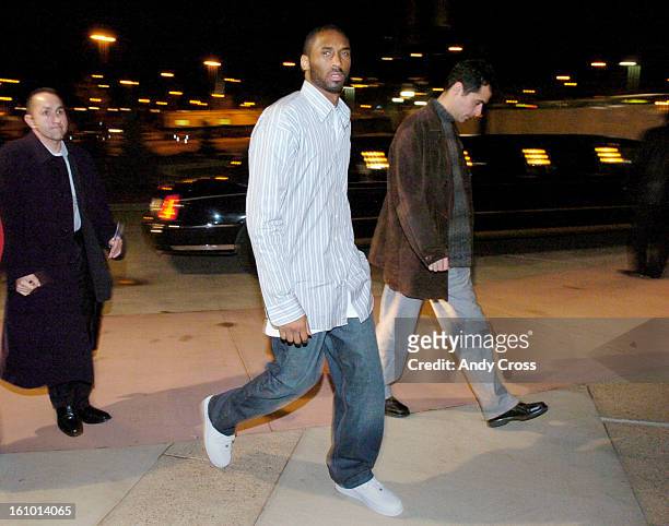 ___02_18_05__Los Angeles Laker Kobe Bryant arrives at the Pepsi Center before the All-Star Rookie Challenge at the Pepsi Center in Denver, Co. On...