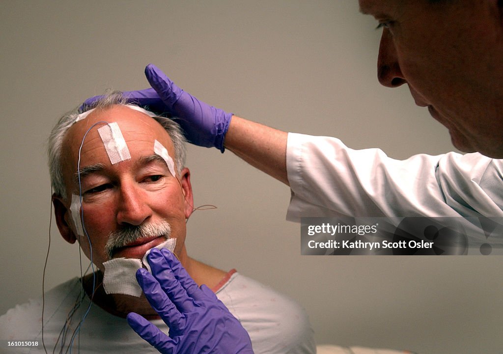 DENVER, CO, MARCH 8, 2004 - Having trouble catching your "Z's"? Michael<cq> Quigley<cq> has come to the Sleep Diagnostic Center<cq> at National Jewish Medical and Research Center<cq> in Denver to see if he can help his wife get better sleep by finding out