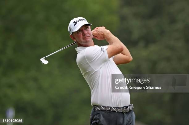 Lucas Glover of the United States on the seventh hole during the third round of the FedEx St. Jude Championship at TPC Southwind on August 12, 2023...