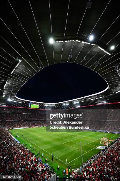 General view inside the stadium during the DFL Supercup 2023 match between FC Bayern München and RB Leipzig at Allianz Arena on August 12, 2023 in...