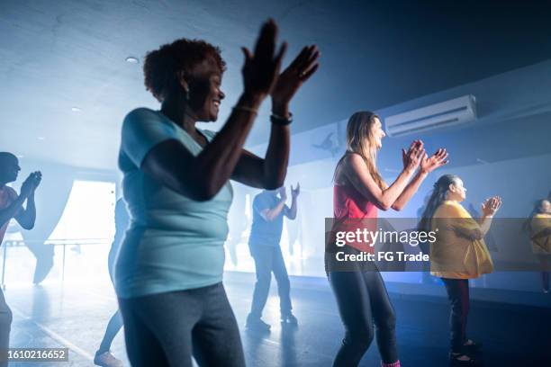 senior group in a dancing class - dance studio stock pictures, royalty-free photos & images