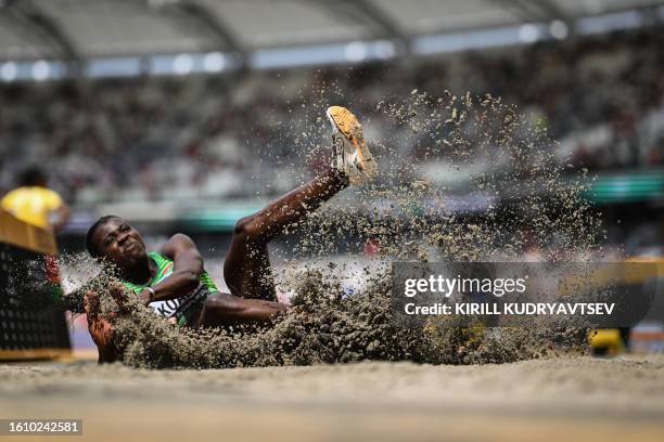 Burkina Faso's Marthe Koala competes in the women's long jump qualification during the World Athletics Championships at the National Athletics Centre...