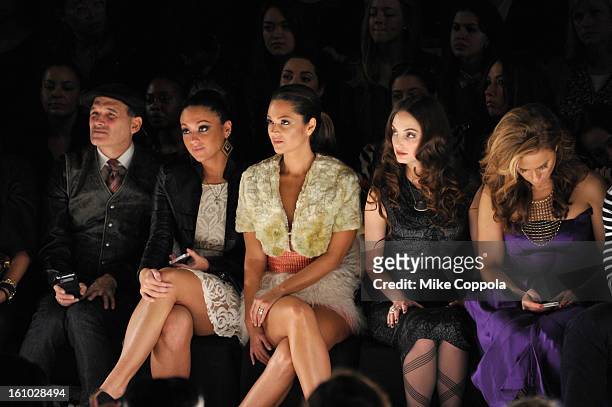 Stylist Phillip Bloch, tv personality Sammi Giancola, actress Paula Garces and singer Alexa Ray Joel attend the Project Runway Fall 2013 fashion show...