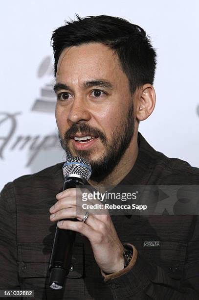Musician Mike Shinoda of Linkin Park during a special announcement by Linkin Park's Mike Shinoda at the Start Up Village/Social Media Summit at The...