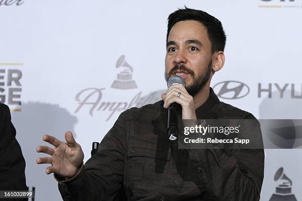 Musician Mike Shinoda of Linkin Park during a special announcement by Linkin Park's Mike Shinoda at the Start Up Village/Social Media Summit at The...