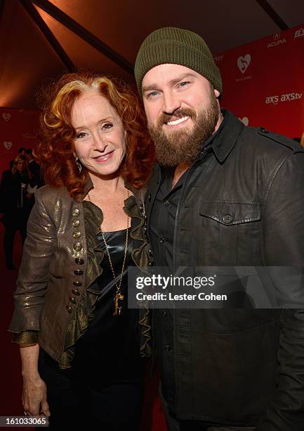 Musicians Bonnie Raitt and Zac Brown attend MusiCares Person Of The Year Honoring Bruce Springsteen at Los Angeles Convention Center on February 8,...