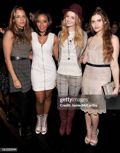 Designer Charlotte Ronson, Angela Simmons, Lydia Hearst and Holland Roden attend the Charlotte Ronson Fall 2013 Mercedes-Benz Fashion Week...