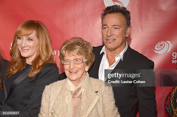 Singer Patti Scialfa, Adele Springsteen and honoree Bruce Springsteen attend MusiCares Person Of The Year Honoring Bruce Springsteen at Los Angeles...