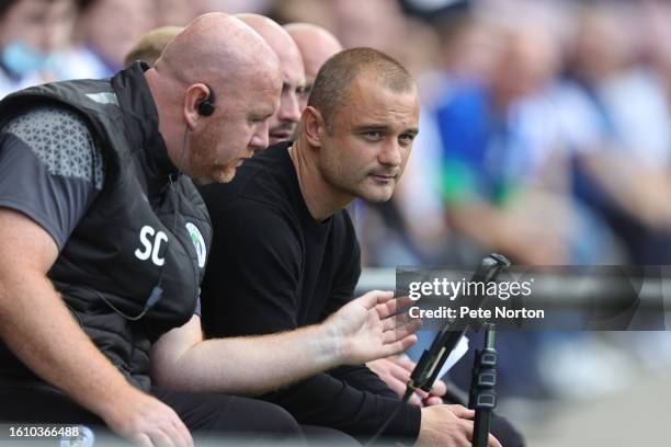 Wigan Athletic manager Shaun Maloney looks on during the Sky Bet League One match between Wigan Athletic and Northampton Town at DW Stadium on August...