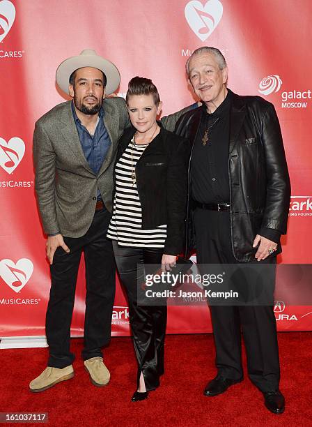 Singers Ben Harper, Natalie Maines and Charlie Musselwhite arrive at he 2013 MusiCares Person Of The Year Gala Honoring Bruce Springsteen at Los...