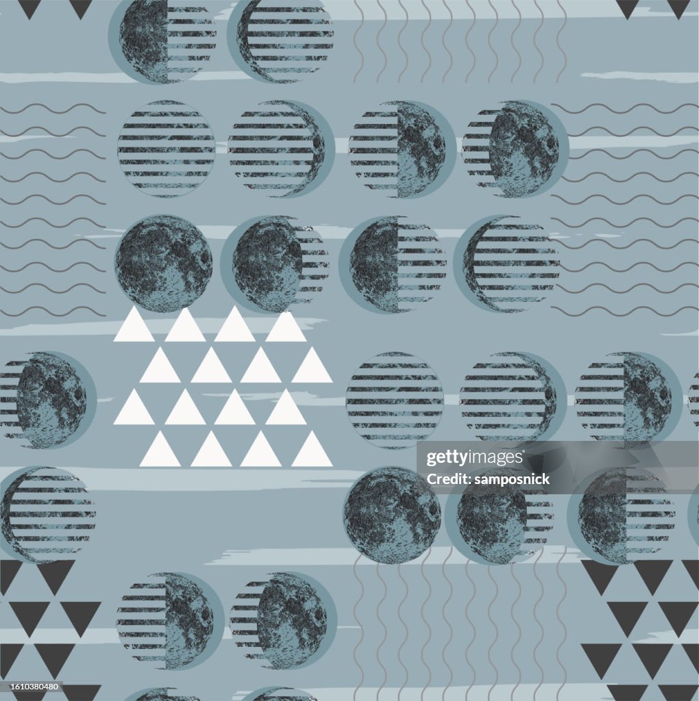 Moon Floor Pattern Lunar Phases Of The Moon Modernist Seamless Pattern Background High-Res ...