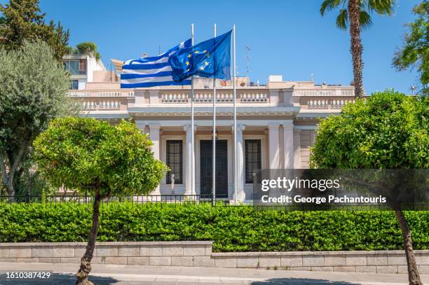 he greek prime minister's office (maximos mansion) in athens, greece - prime minister stock-fotos und bilder