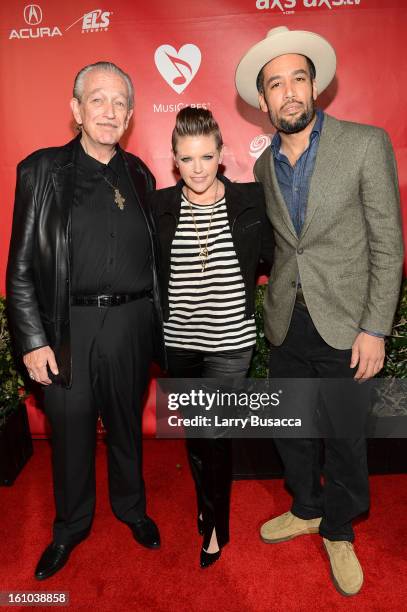 Singers Charlie Musselwhite, Natalie Maines and Ben Harper arrive at MusiCares Person Of The Year Honoring Bruce Springsteen at Los Angeles...