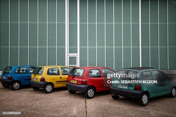 Renault Twingo cars are parked during an event to celebrate the 30th anniversary of the Twingo in Chambley, eastern France, on August 19, 2023.