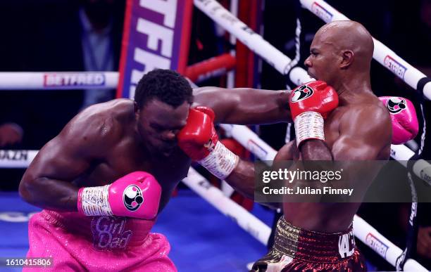 Gerald Washington punches Derek Chisora during the Heavyweight fight between Derek Chisora and Gerald Washington at The O2 Arena on August 12, 2023...