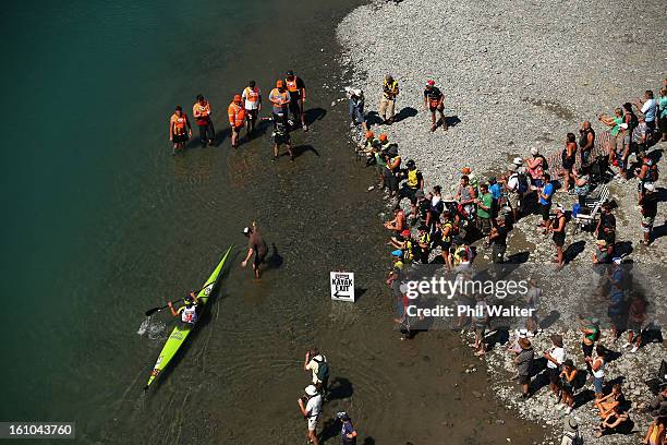 Braden Currie of New Zealand competes in the one day individual event during the 2013 Speights Coast to Coast on February 9, 2013 in Christchurch,...