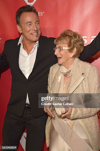 Honoree Bruce Springsteen and Adele Springsteen attend MusiCares Person Of The Year Honoring Bruce Springsteen at Los Angeles Convention Center on...